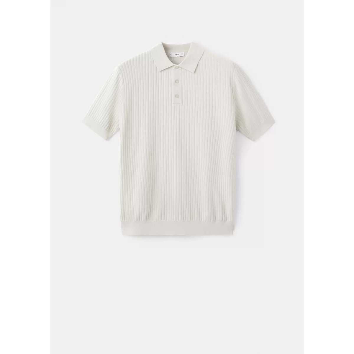 Polo en maille côtelée en mélange de coton sable, MANGO MAN