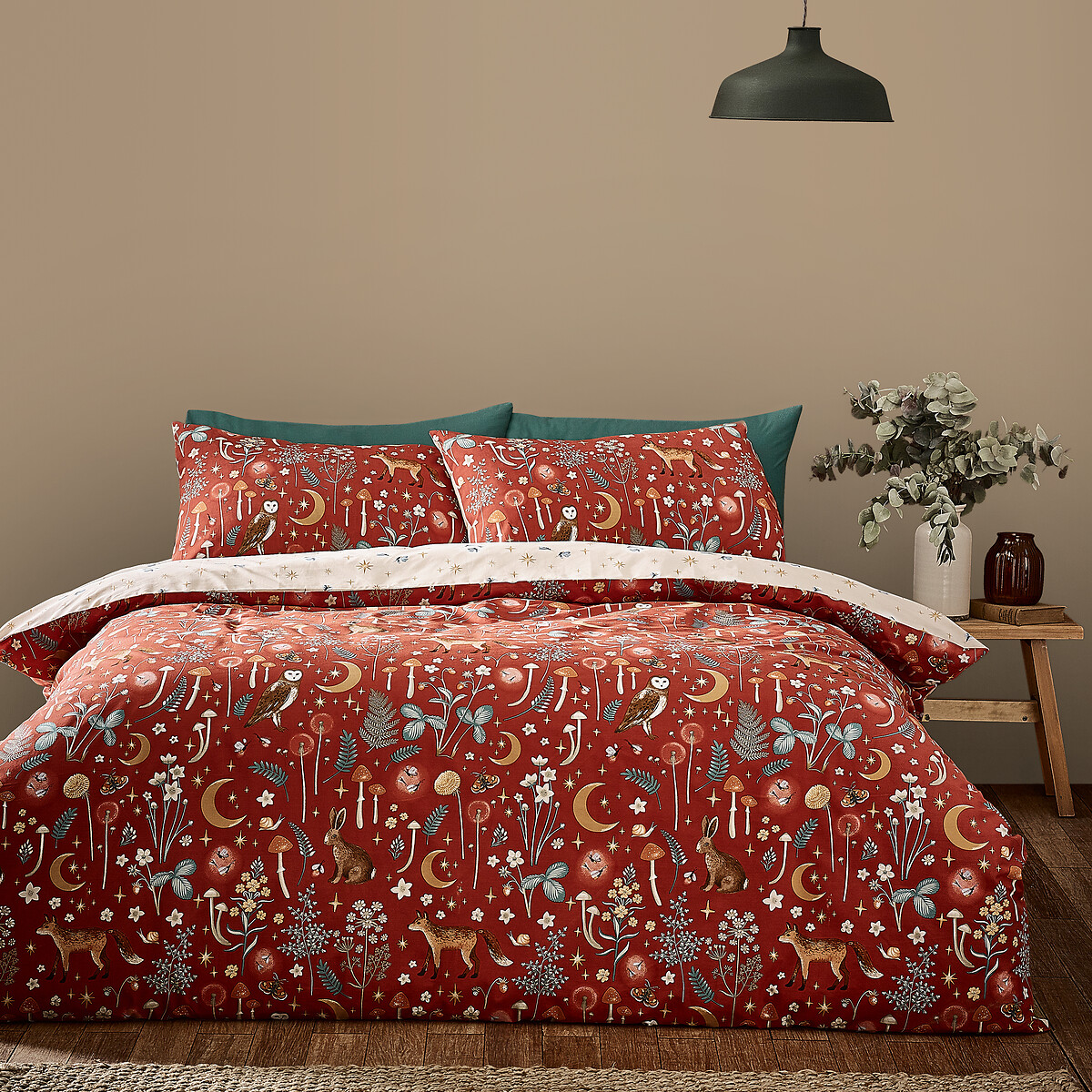 Enchanted Twilight Animals Reversible Duvet Cover and Pillowcase Set burnt orange, CATHERINE LANSFIELD