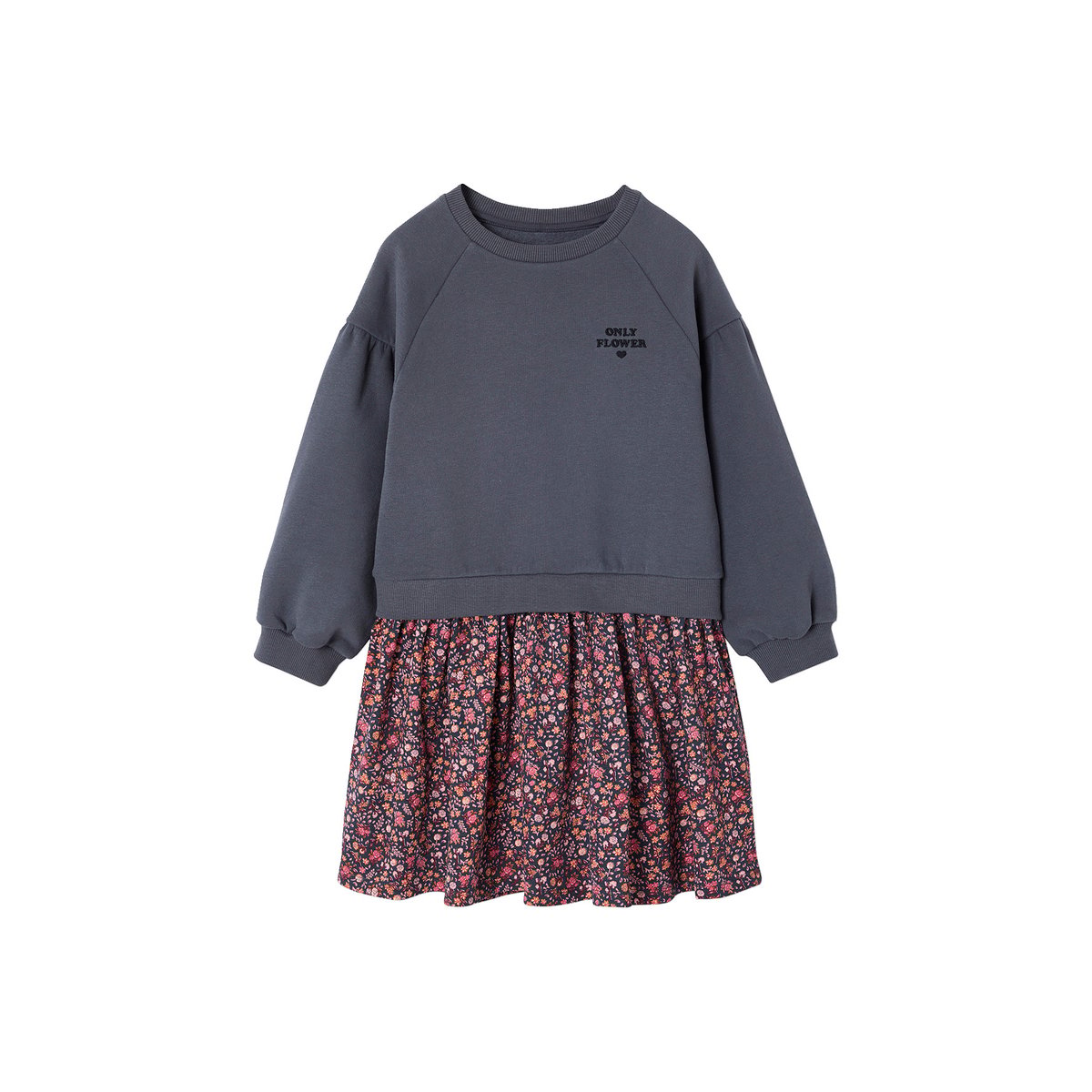 Robe bi-matière anthracite, VERTBAUDET