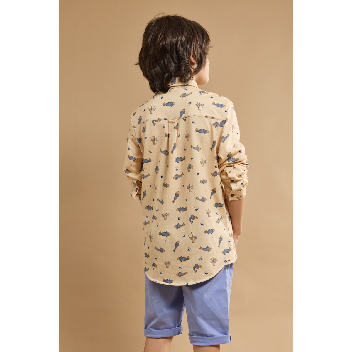 Chemise imprimée en coton KIDS marmo imprimé, ARMOR-LUX
