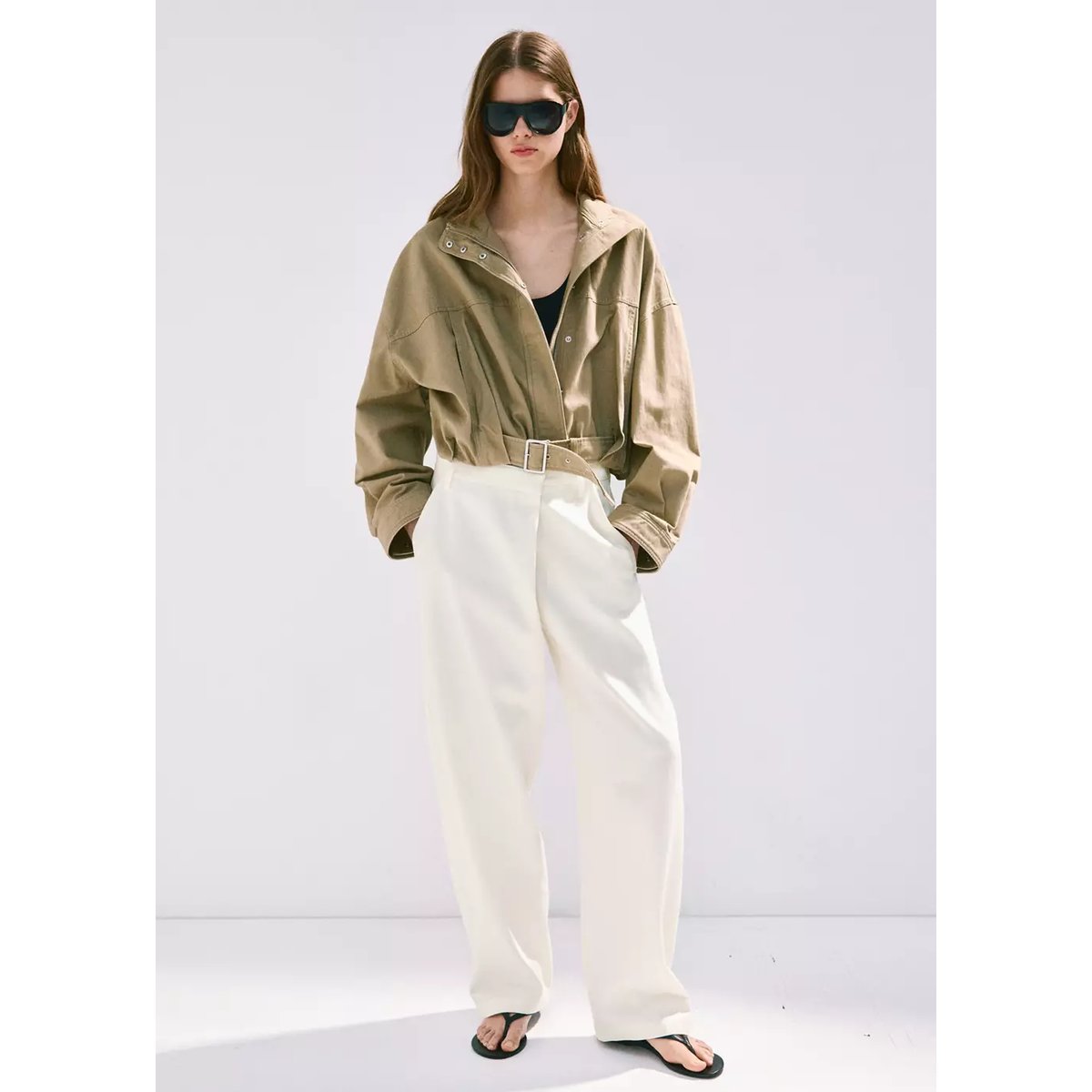 Pantalon en coton asymétrique blanc, MANGO