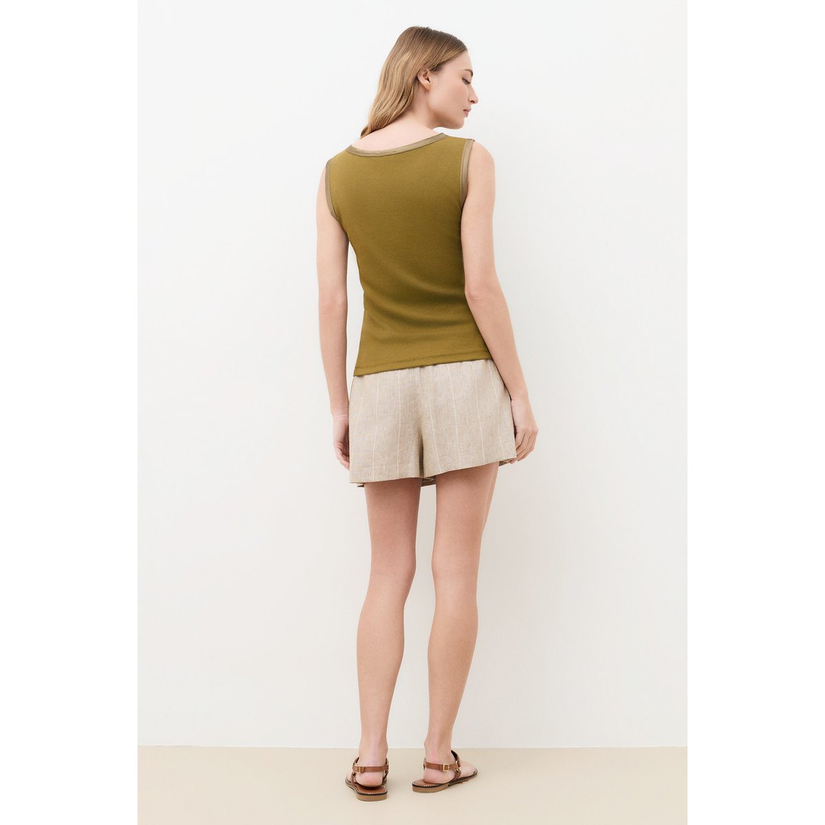 T-shirt droit col bateau TLUCE vert olive, CAROLL
