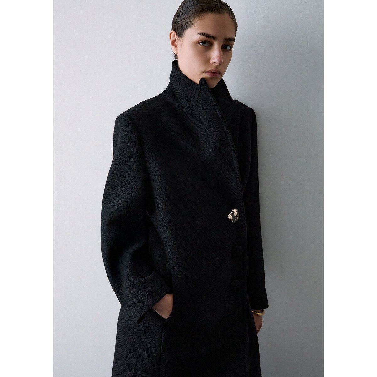 Manteau long en laine noir, LIU JO