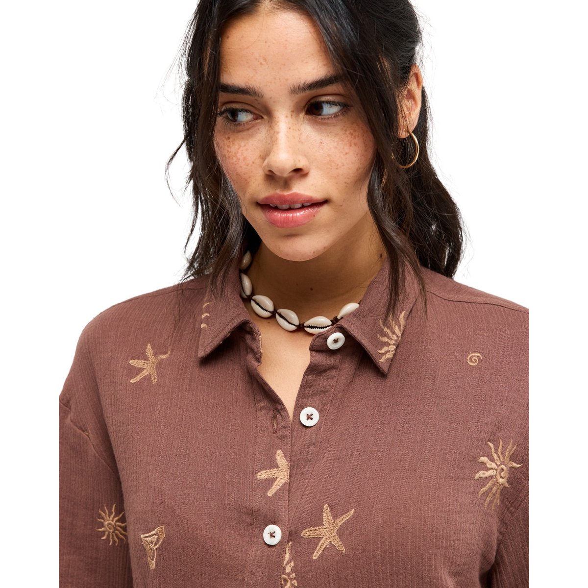 Chemise décontractée à boutons LET IT GO AGAIN EMBY. marron pepper corn sunny ditsy, ROXY