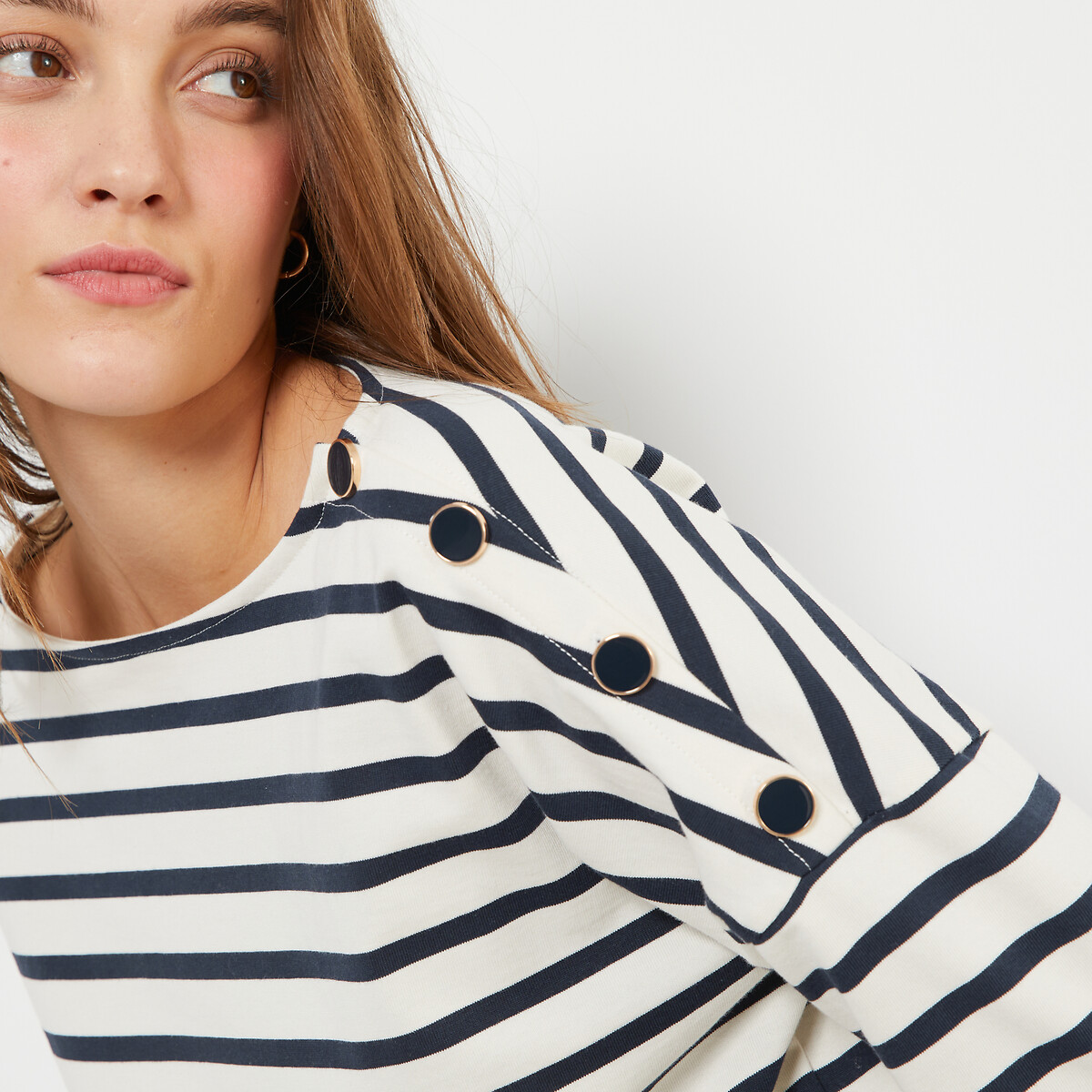 T-shirt marinière volume loose, Signature AIMIE rayé bleu marine, LA REDOUTE COLLECTIONS