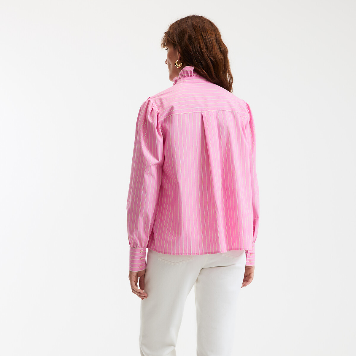 Chemise rayée, col victorien, Signature CHARLÈNE rayé rose, LA REDOUTE COLLECTIONS