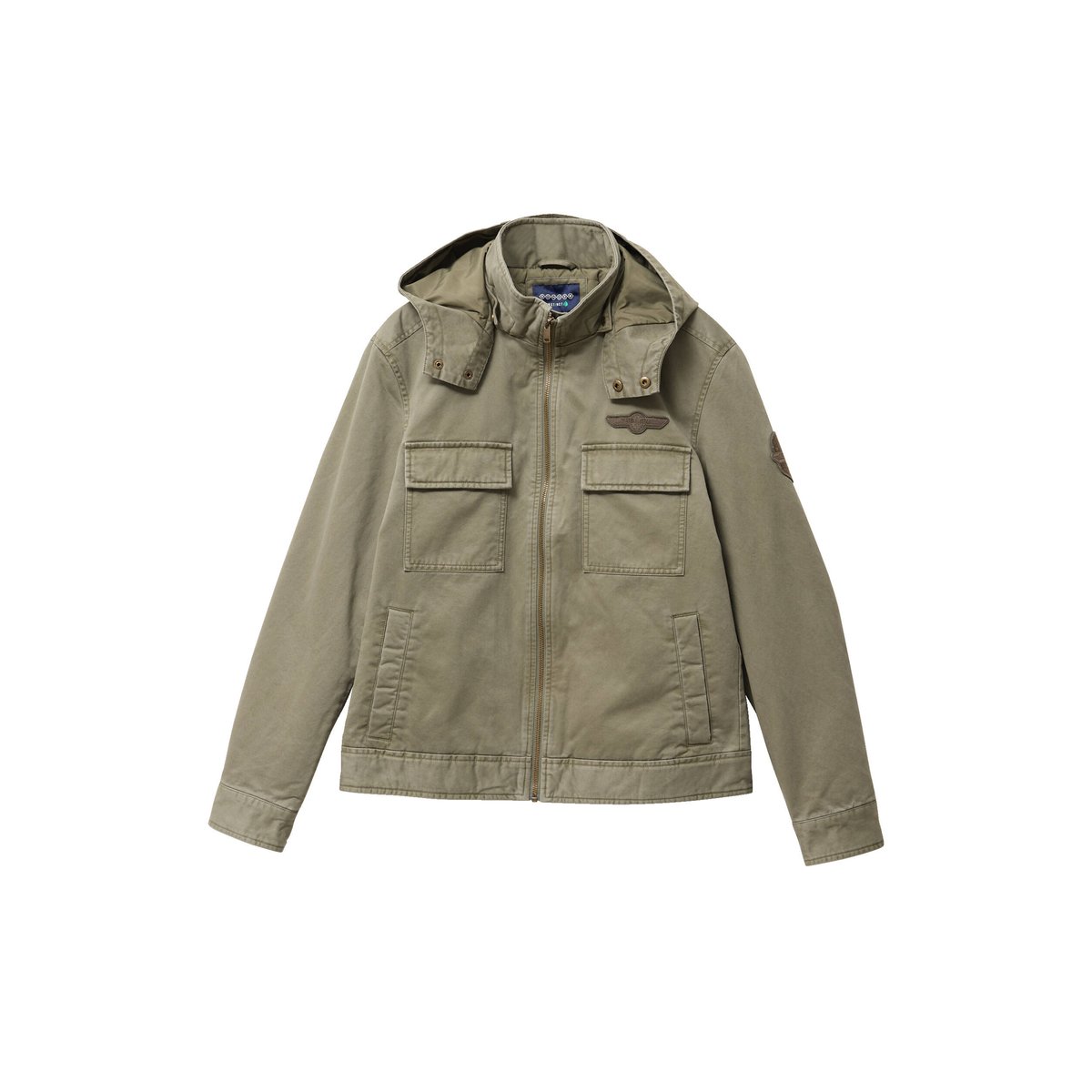 Blouson col montant à capuche vert kaki, BONOBO