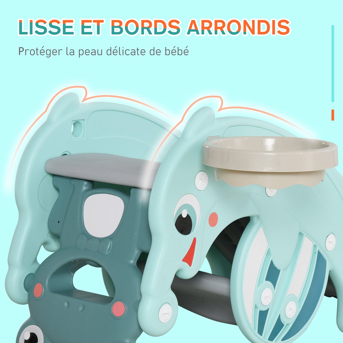 Cheval à bascule pour enfants Plastique Vert bleu, HOMCOM