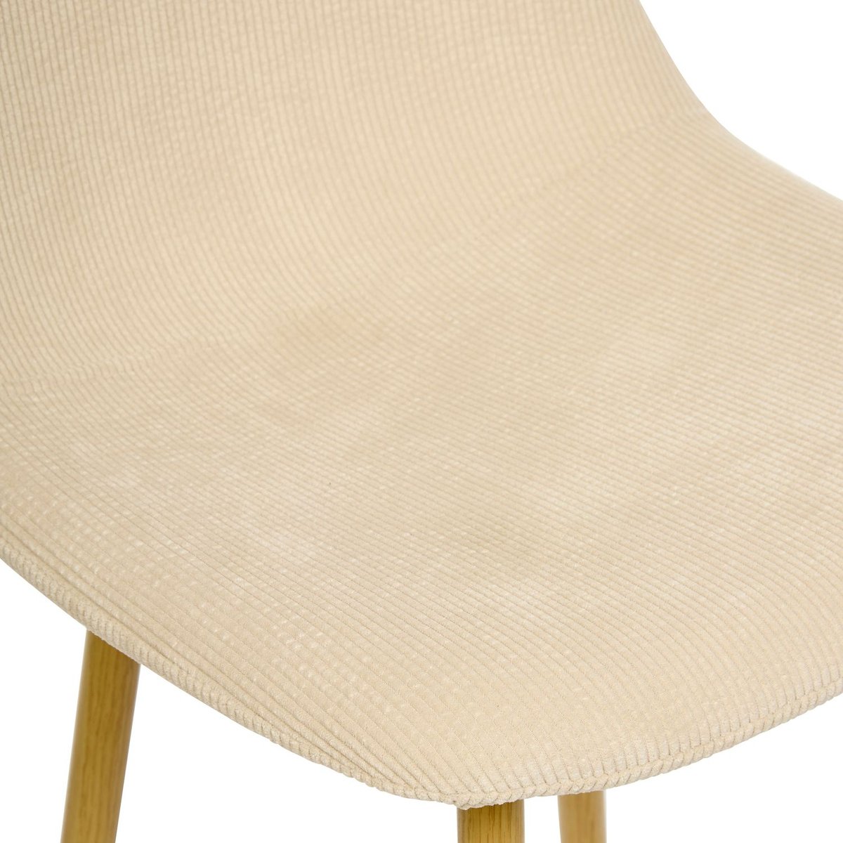 Lot de 4 tabourets de bar en velours côtelé ROKA beige, TOILINUX