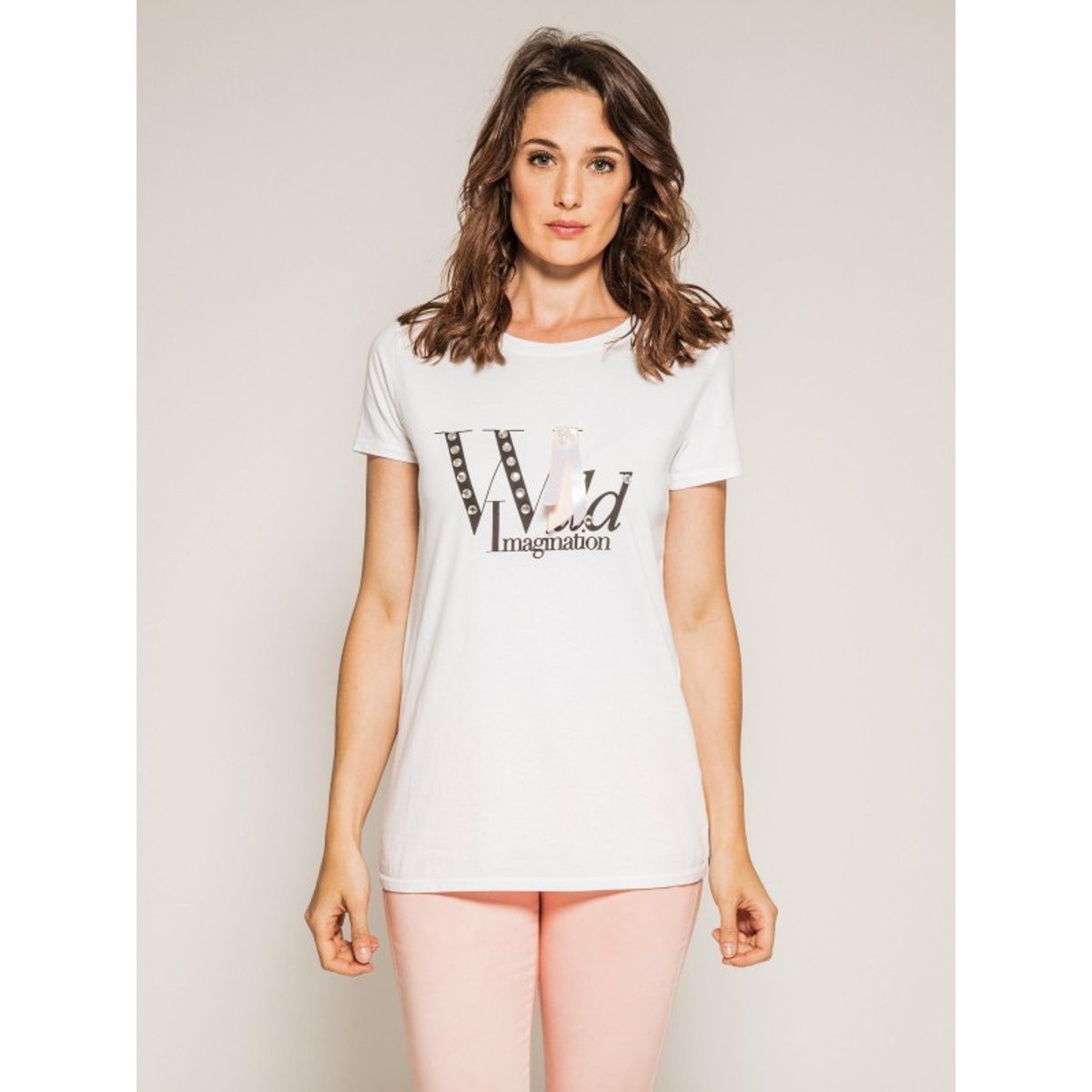 T-shirt Col Rond Message Forty blanc, DONA LISA