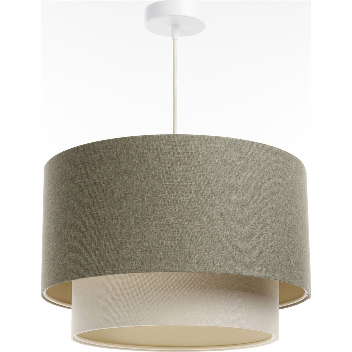 Suspension en tissu rond Boho Elegant beige crème avec dessous ivoire, BPS KONCEPT