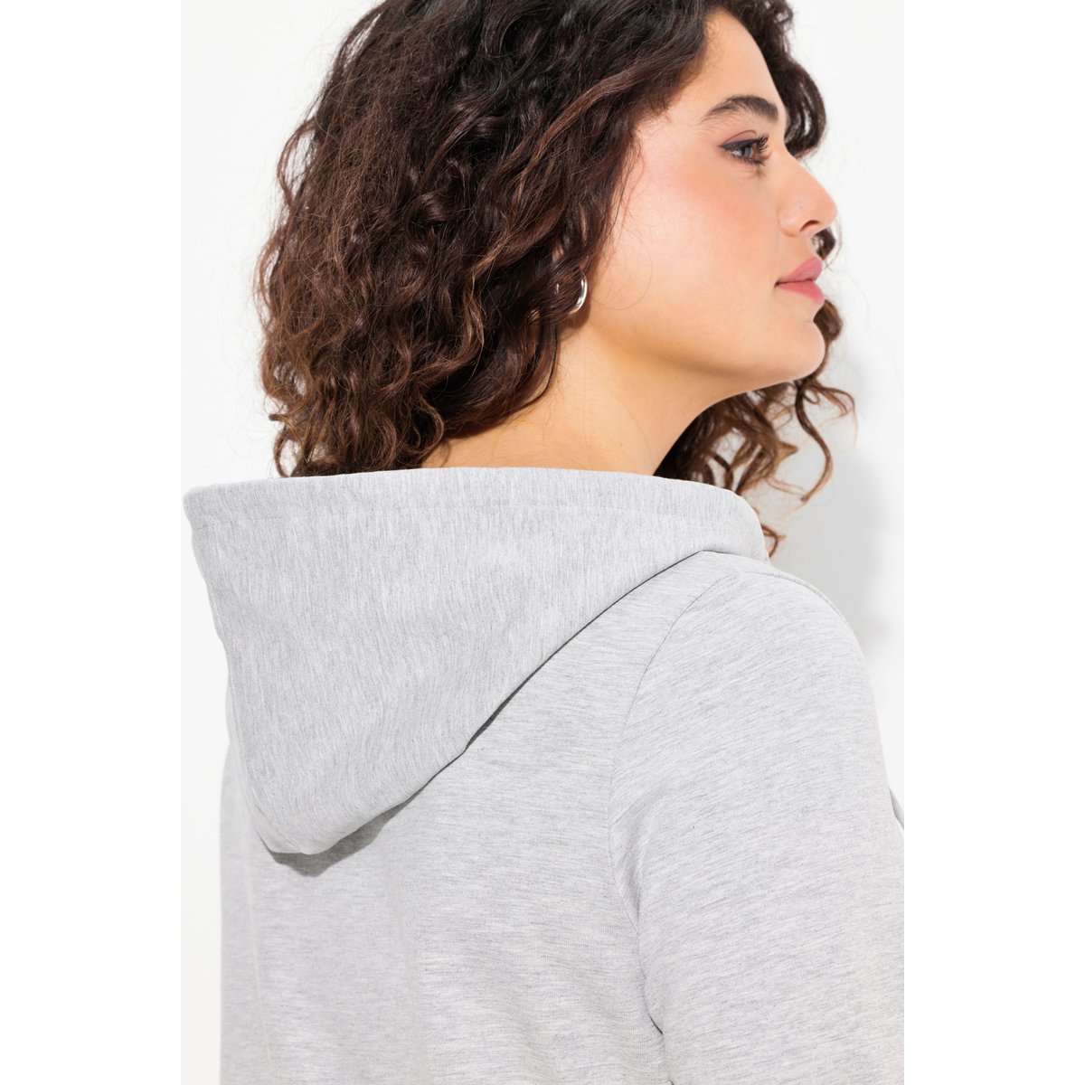 Robe en molleton à capuche gris clair chiné, ULLA POPKEN