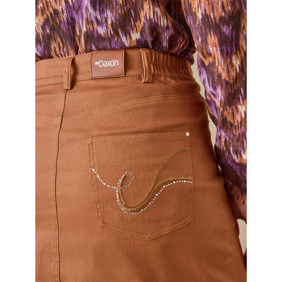 Jupe 5 poches coupe droite marron, DAXON