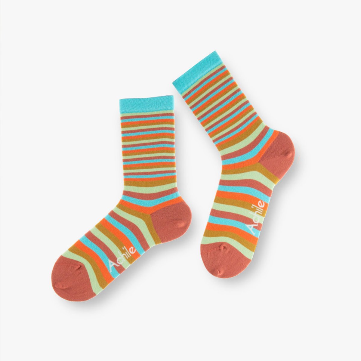 Mi-Chaussettes Femme Fantaisie 'Rainbow' en Coton Peigné multicolore, ACHILE
