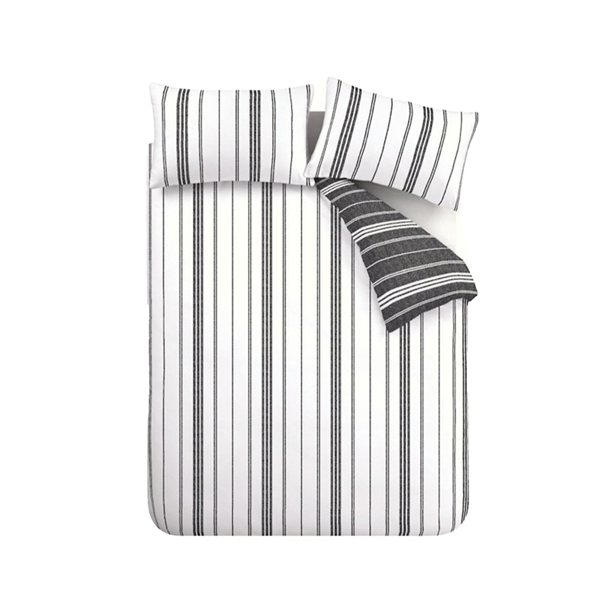 Harbour Stripe Reversible Duvet Cover And Pillowcase Set black, CATHERINE LANSFIELD