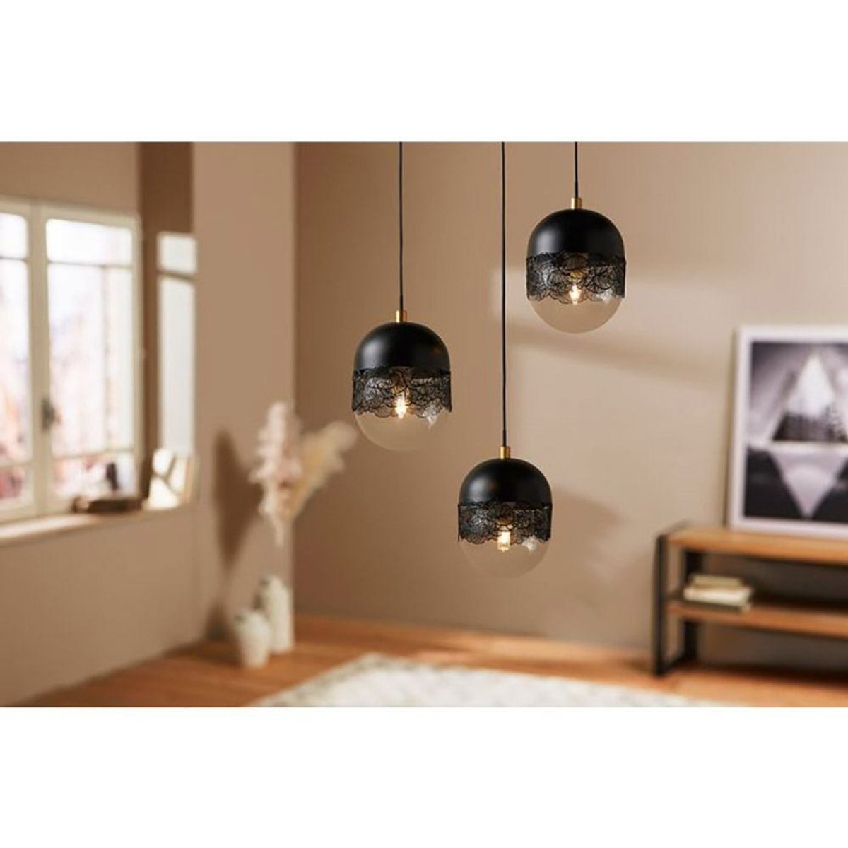 Suspension Triple Métal Noir Stilla noir, DECORATIE