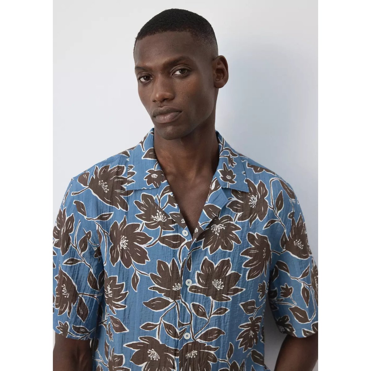 Chemise fluide imprimé fleuri marron, MANGO MAN