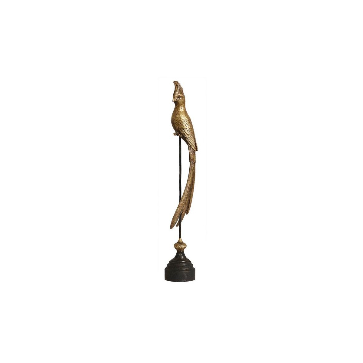 Statue oiseau de paradis sur socle en fonte - or, INTERIOR'S