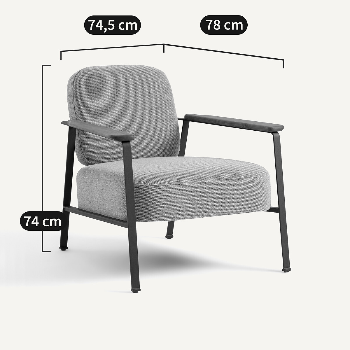 Stalen metalen fauteuil met gevlochten gemêleerde stof, Abraxas amber honing, AM.PM
