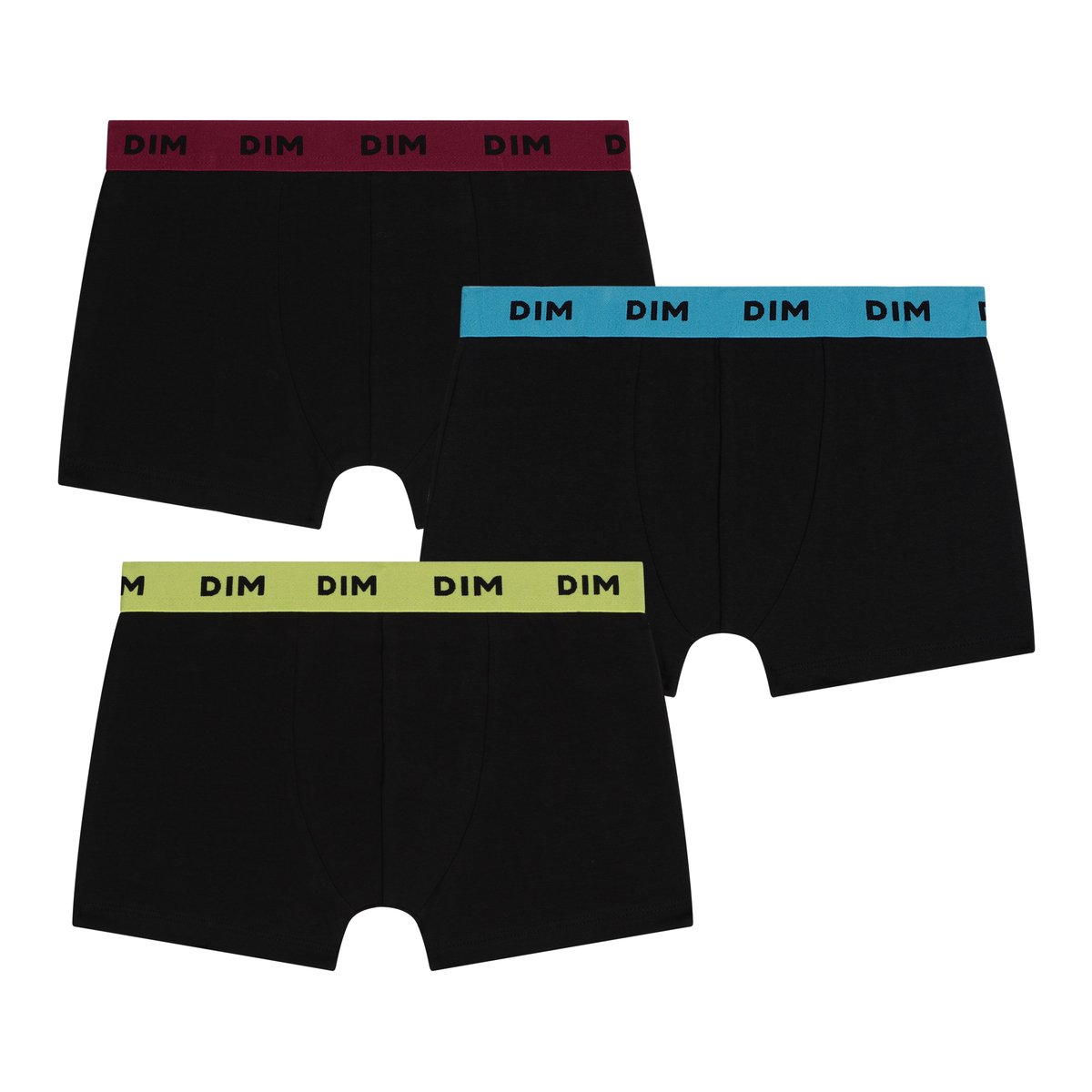 Lot de 3 Boxers garçon Coton Mix and Colors prune, DIM