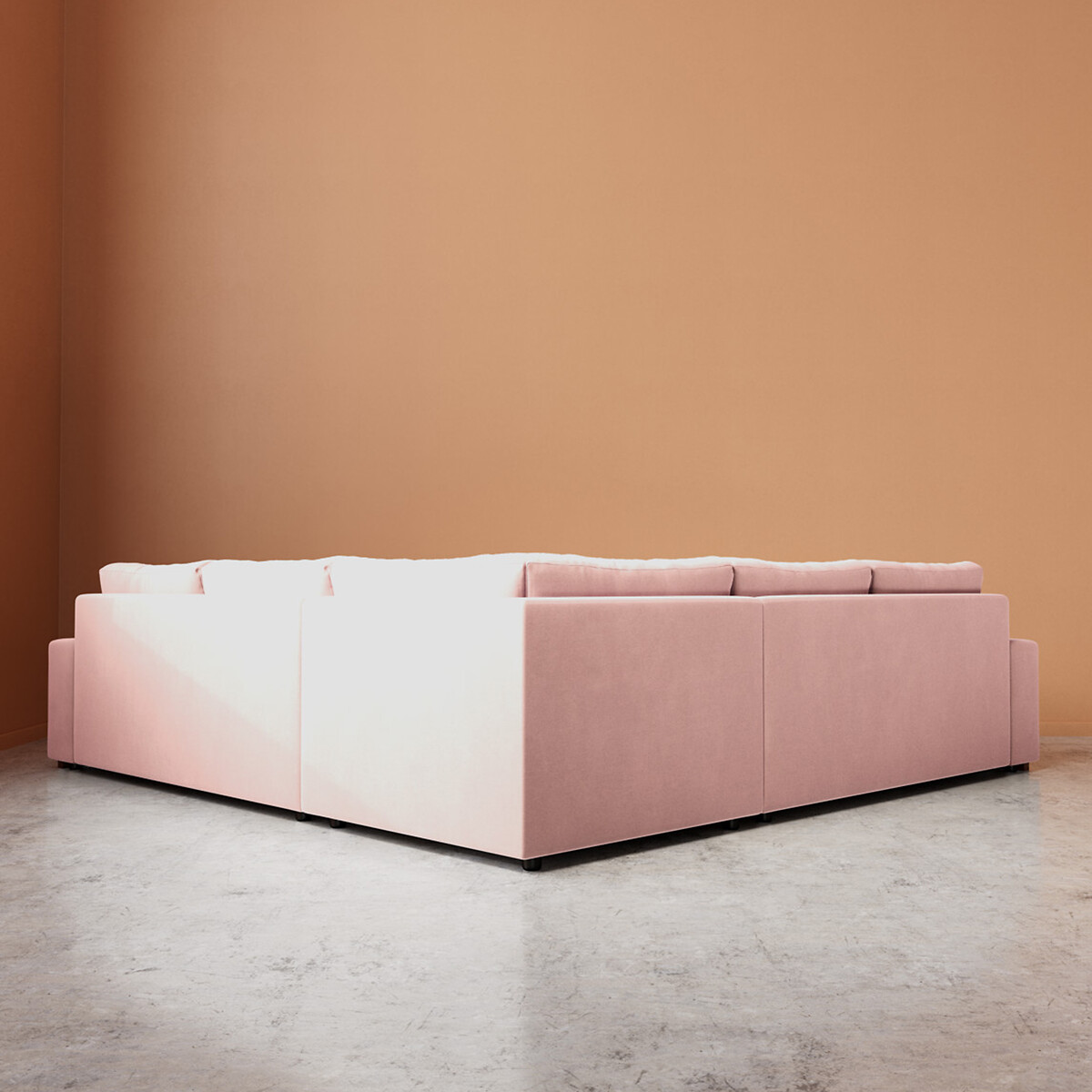 Denver Easy Velvet Corner Sofa blush pink, SWOON