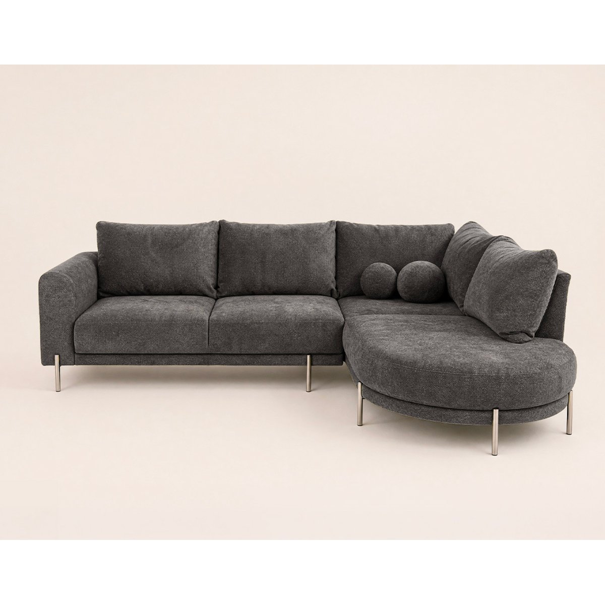 Canapé d'Angle droit 4 places - GABIN gris, BEST MOBILIER