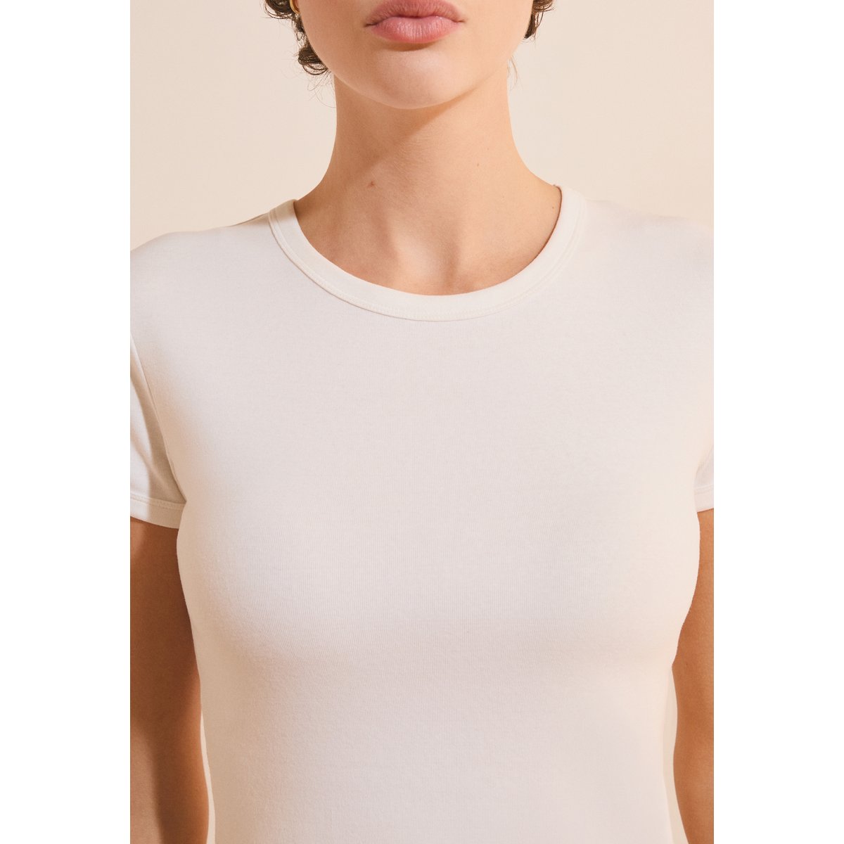T-shirt manches courtes avec coton modal TANDEM blanc, ETAM