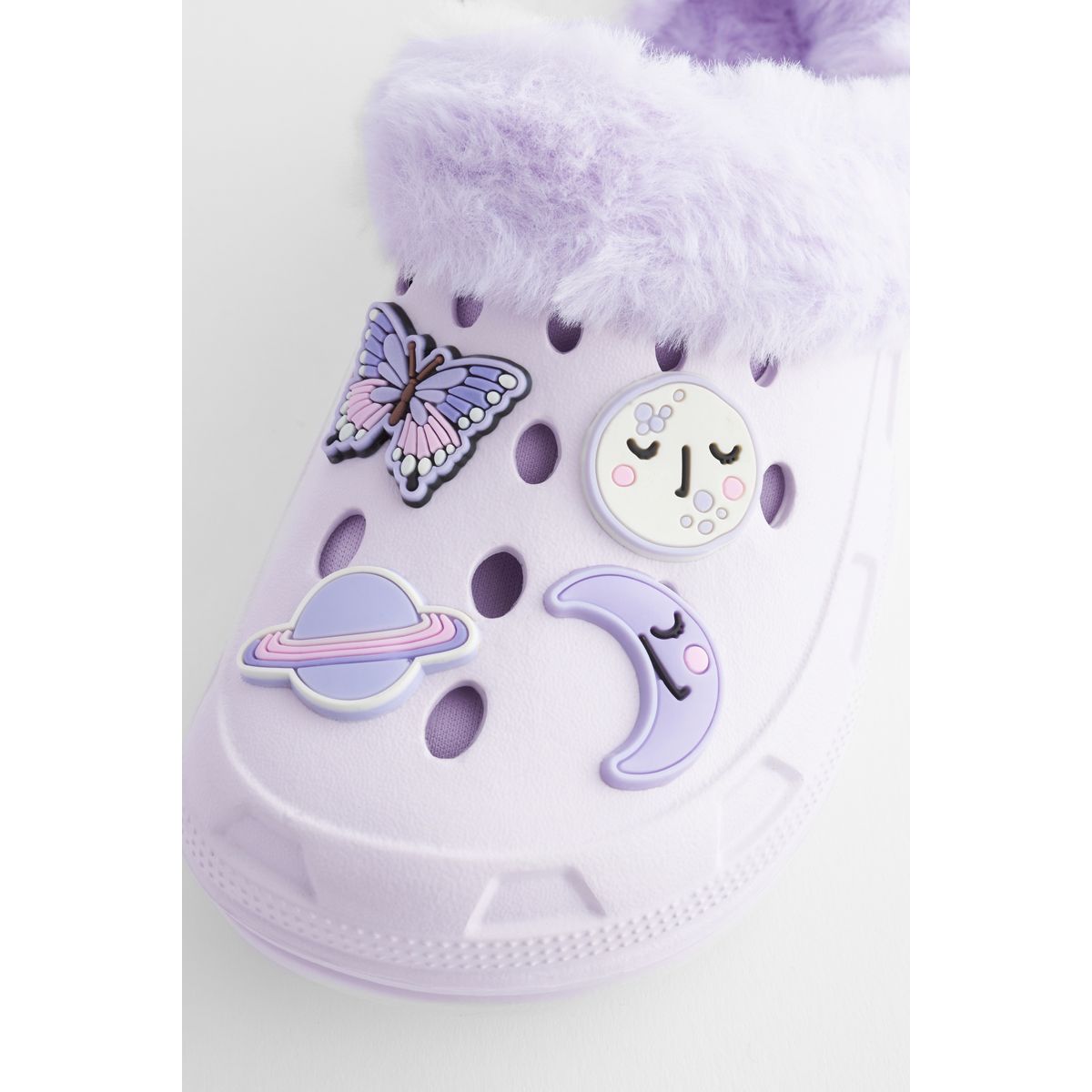Chaussons sabots fourrés à motif animal papillon violet, NEXT