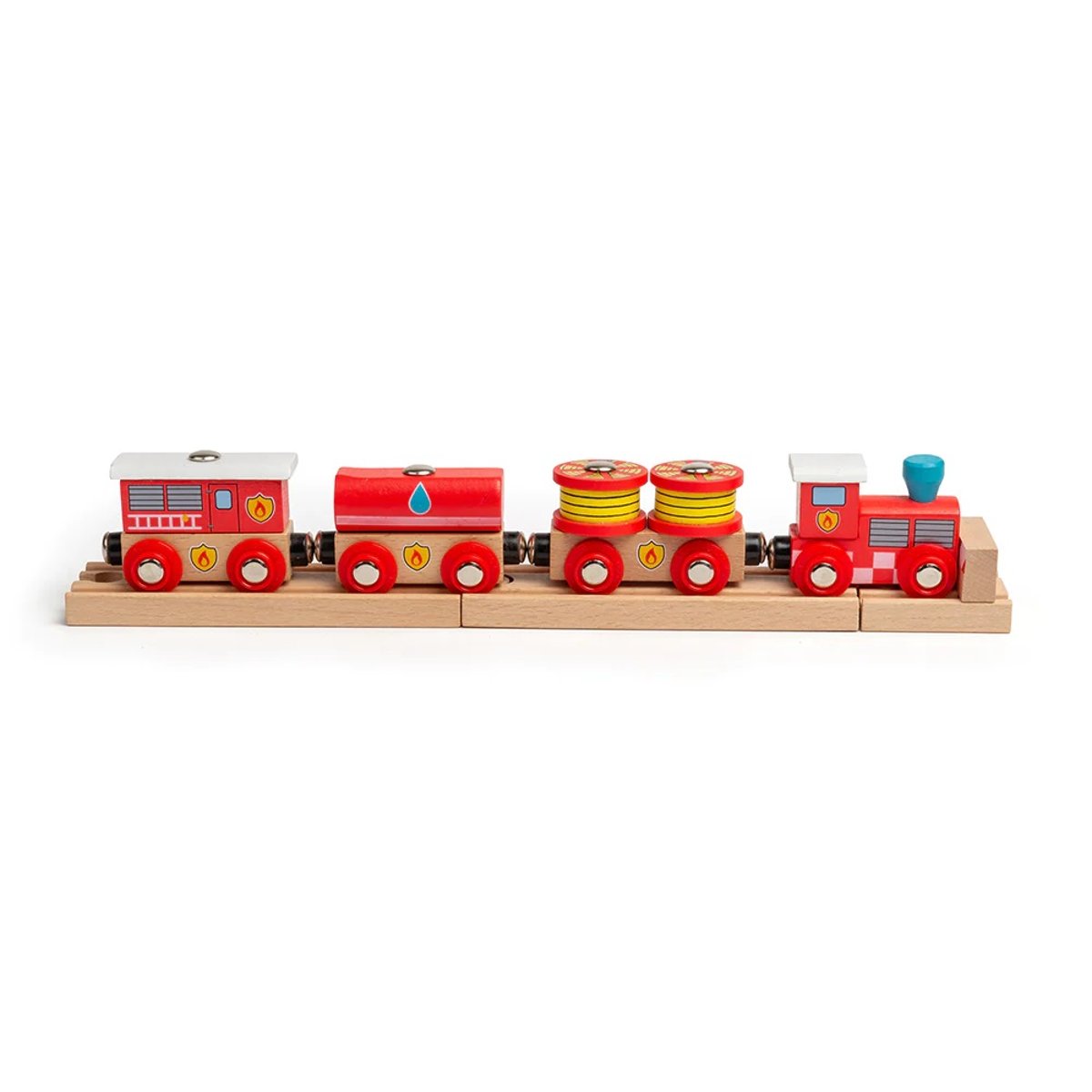 Train en bois Secours Incendie rouge, BIGJIGS