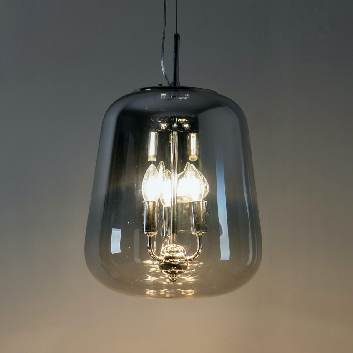 Suspension verre dégradé design - MANOLI argenté / chromé, KOSILUM