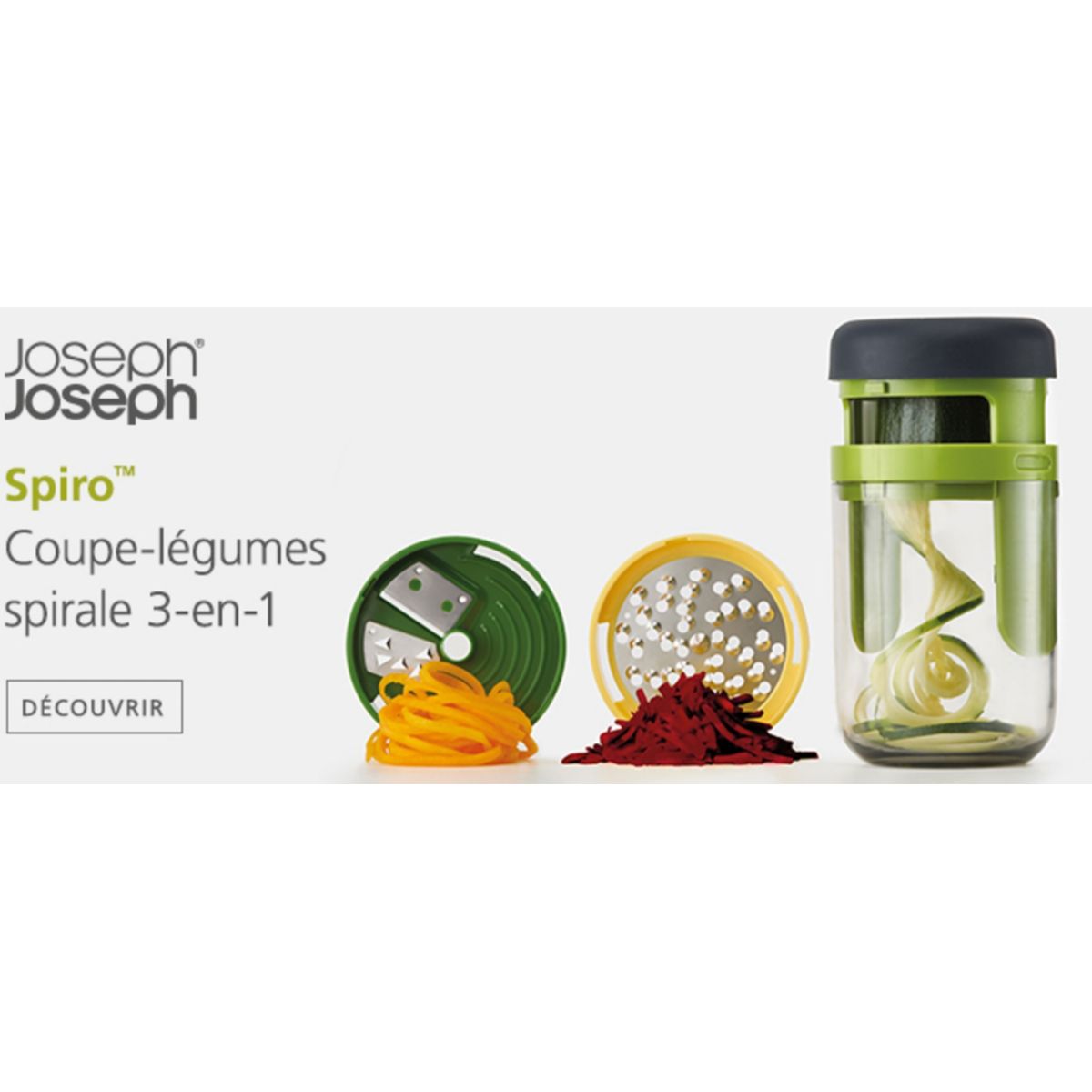 Coupe légumes SPIRALE 3 EN 1 multicolore, JOSEPH JOSEPH