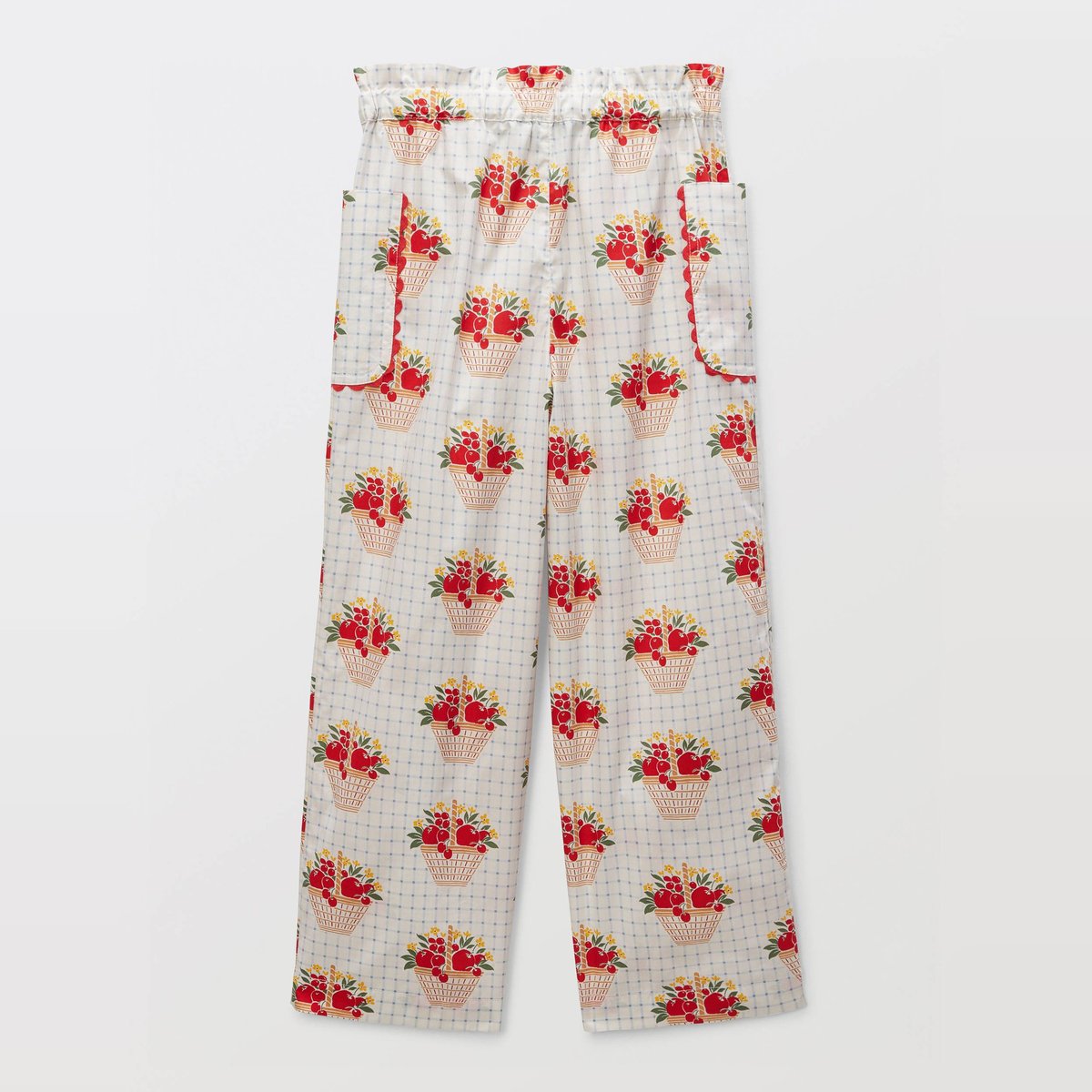 Pantalon taille élastique imprimé en coton flots, MONOPRIX