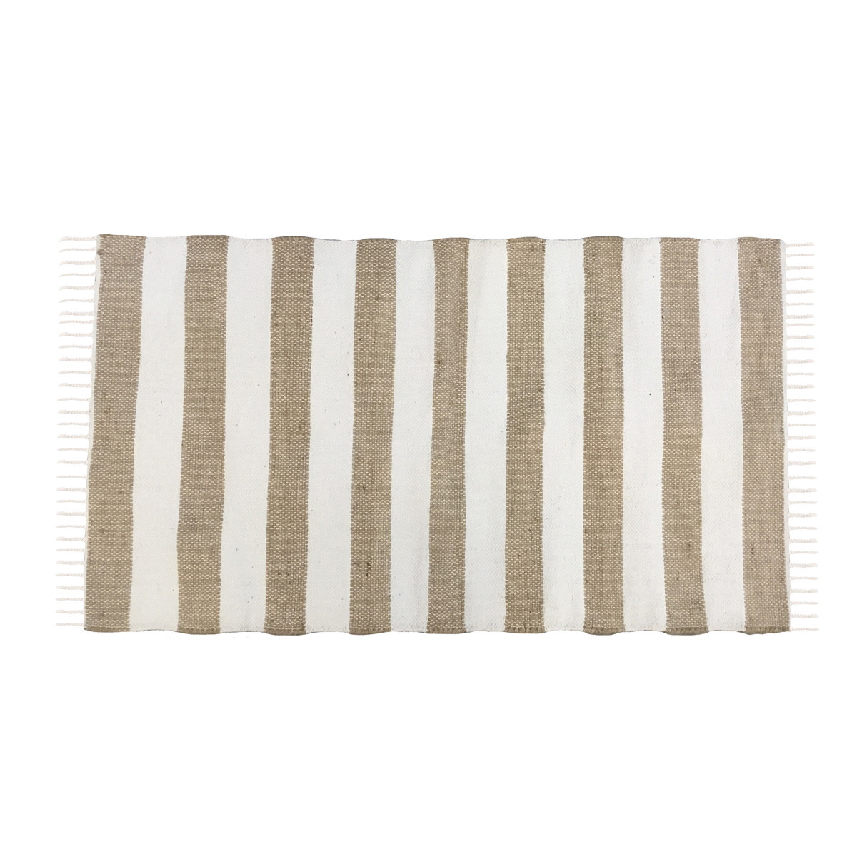 Tapis déco à rayures en jute et coton JAVA beige, FUTURE HOME
