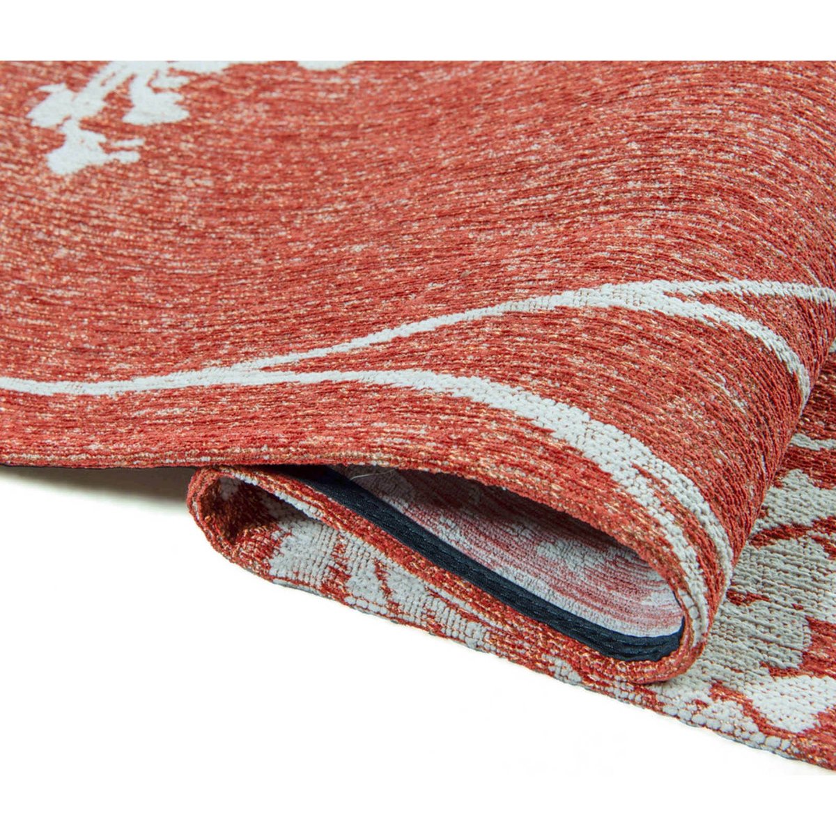 Tapis intérieur extérieur, PARSLEY rouge brique à motif blanc, RECOLLECTION