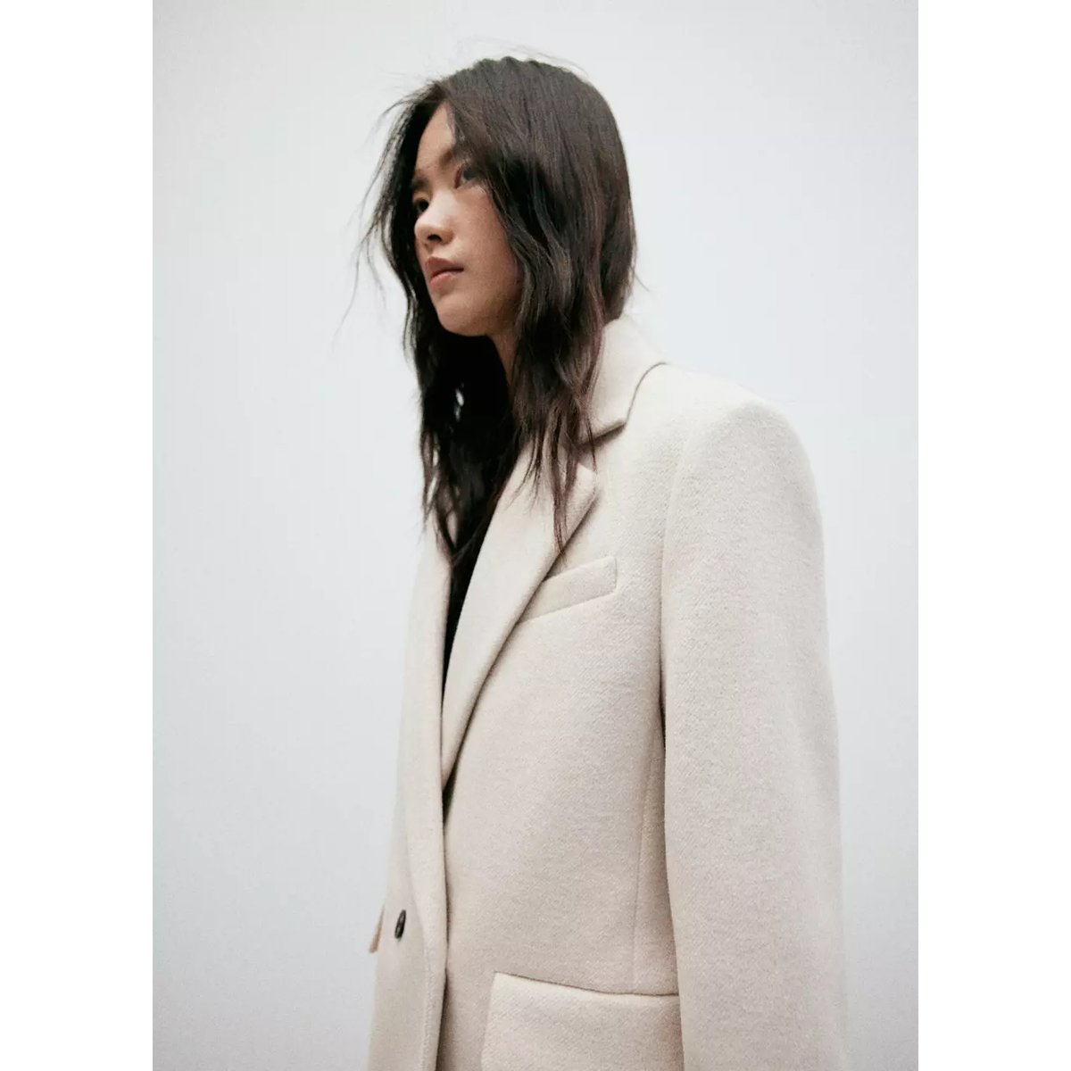 Manteau en laine à double boutonnage gris clair/pastel, MANGO