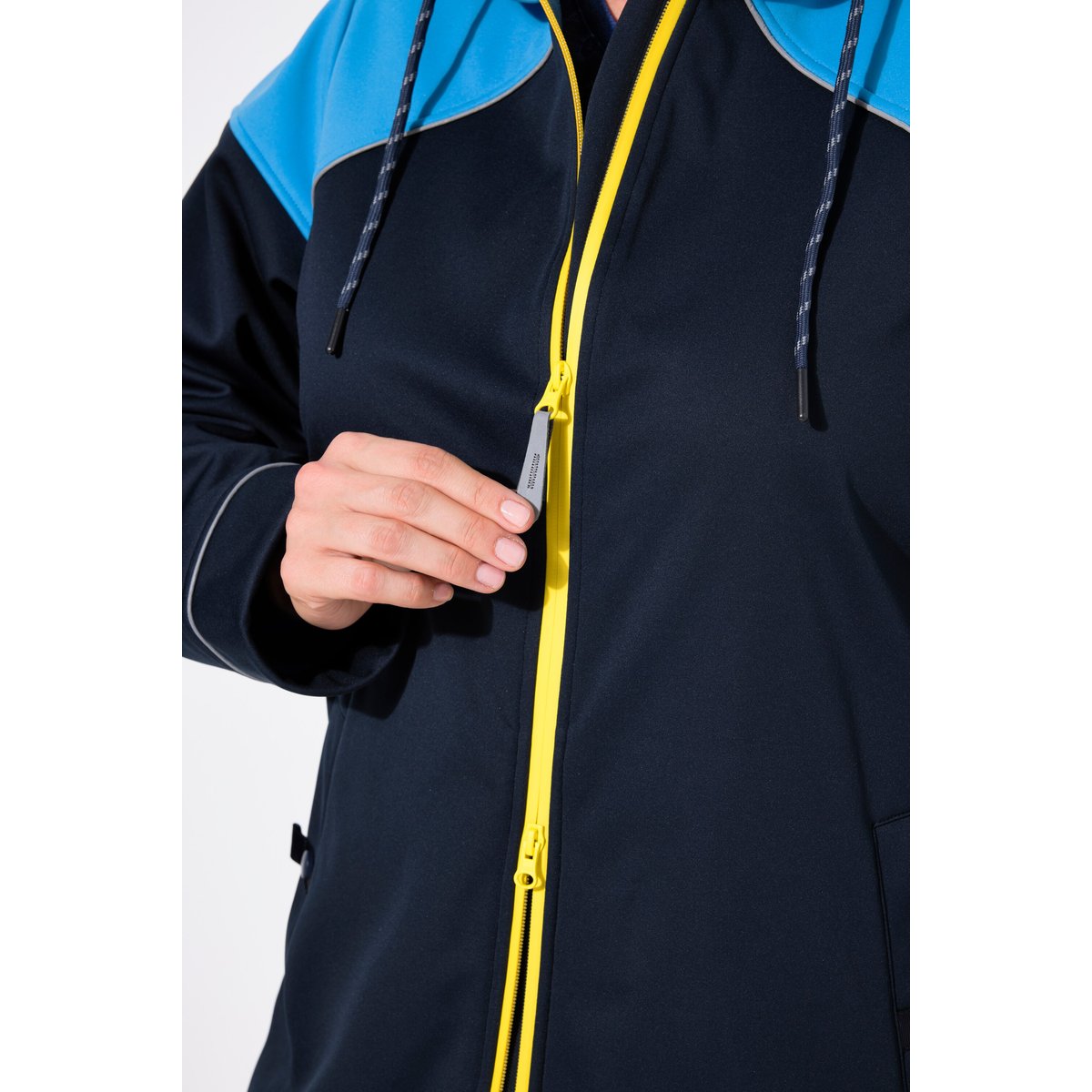 Veste longue softshell, tissu déperlant marine, ULLA POPKEN