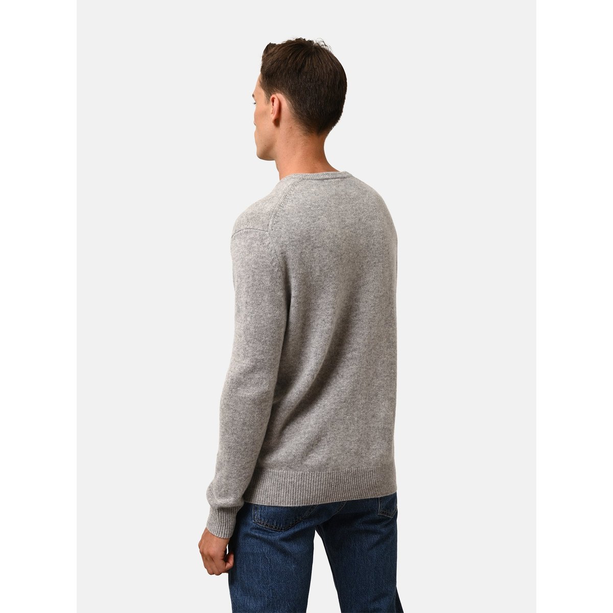 Pull Col V 4 Fils Nuage Chiné Nathan gris chiné, JUST CASHMERE