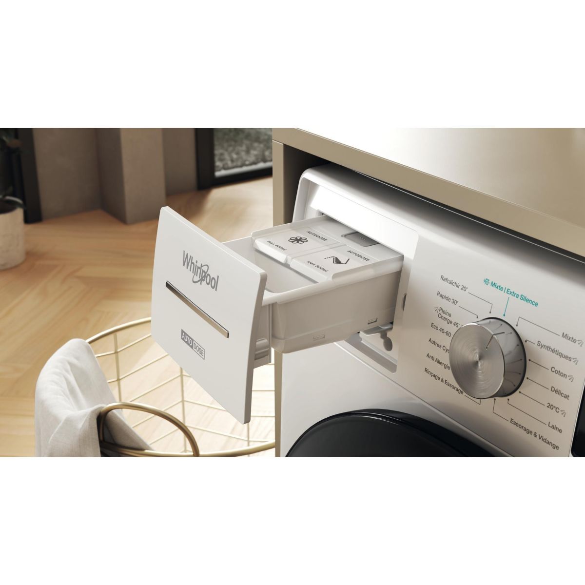 Lave linge hublot W8X89ADSILENCEFR couleur unique, WHIRLPOOL