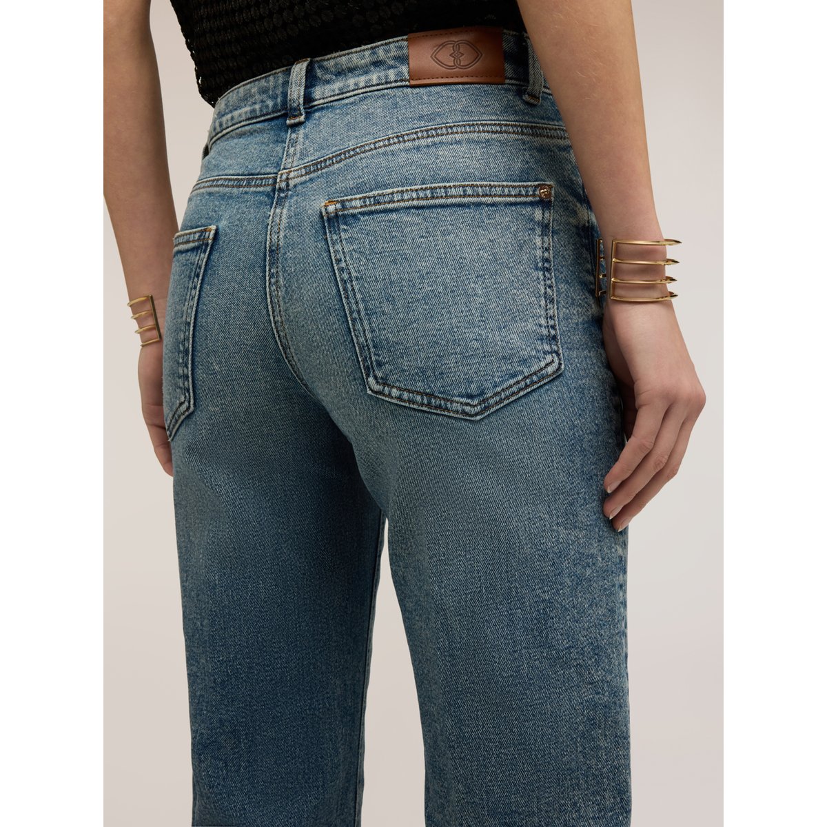 Jean regular avec ourlet replié bleu, MOTIVI