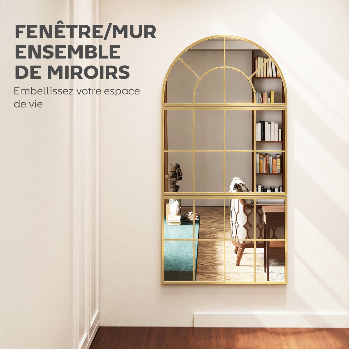 Miroir mural Verre jaune, HOMCOM