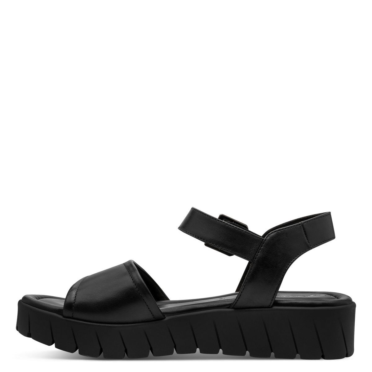 Sandale à talon en cuir noir cuir, TAMARIS