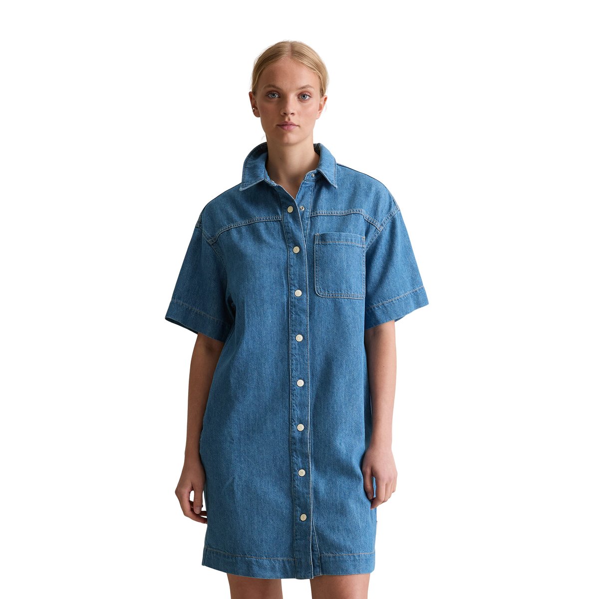 Robe en jean relaxed avec fil de lin recyclé bleu, MARC O’POLO DENIM