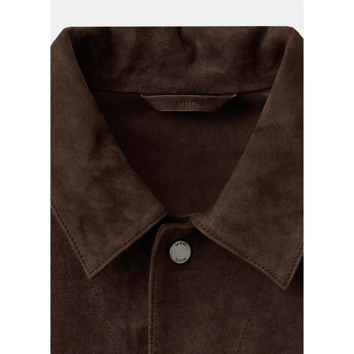 Blouson en cuir poche marron, MANGO MAN