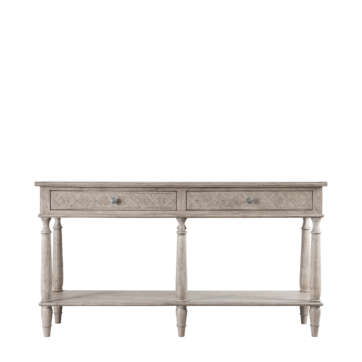Nashik Ash Wood Parquet 2 Drawer Console Table natural, ÉDITÉ