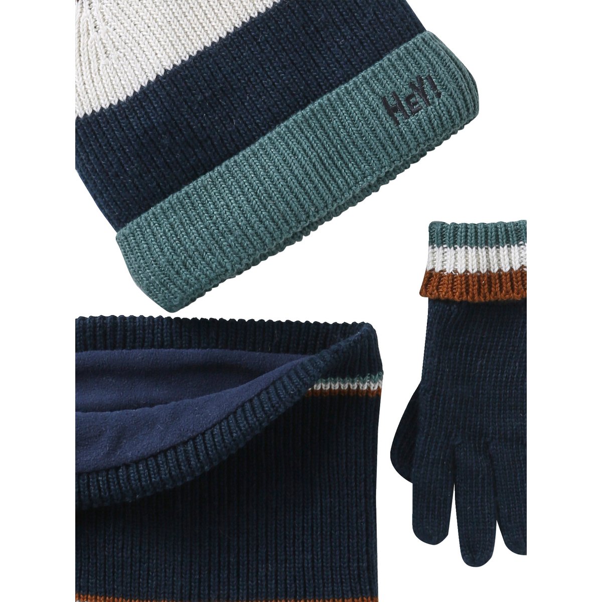 Ensemble bonnet, snood et moufles vert, VERTBAUDET