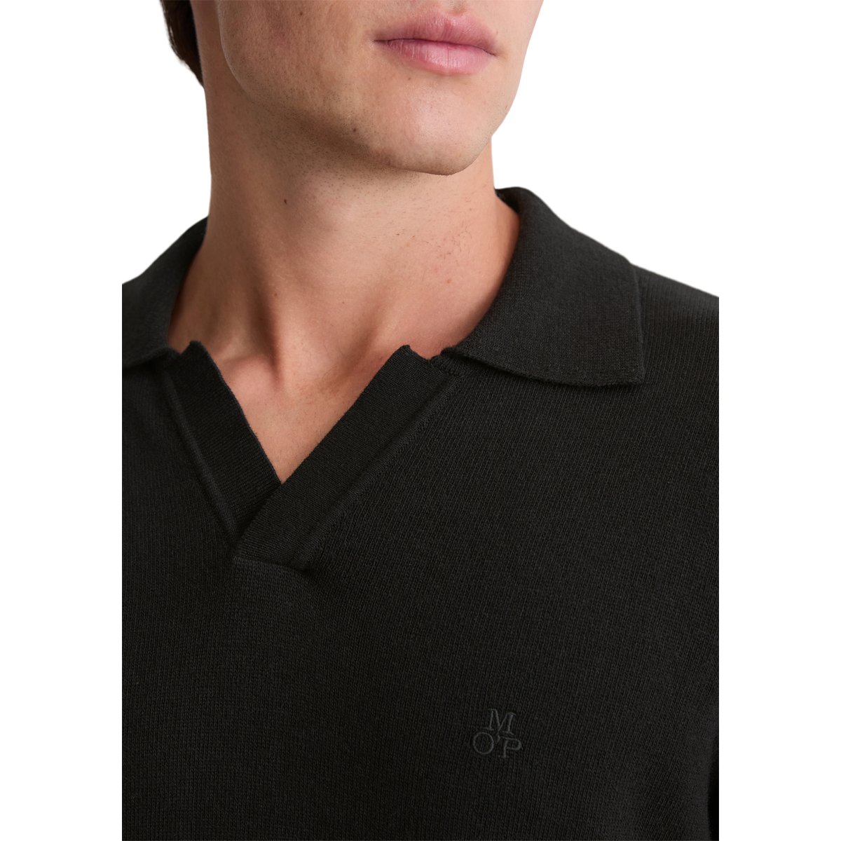 Pull-over regular en doux mélange de coton et de laine vierge bio noir, MARC O'POLO