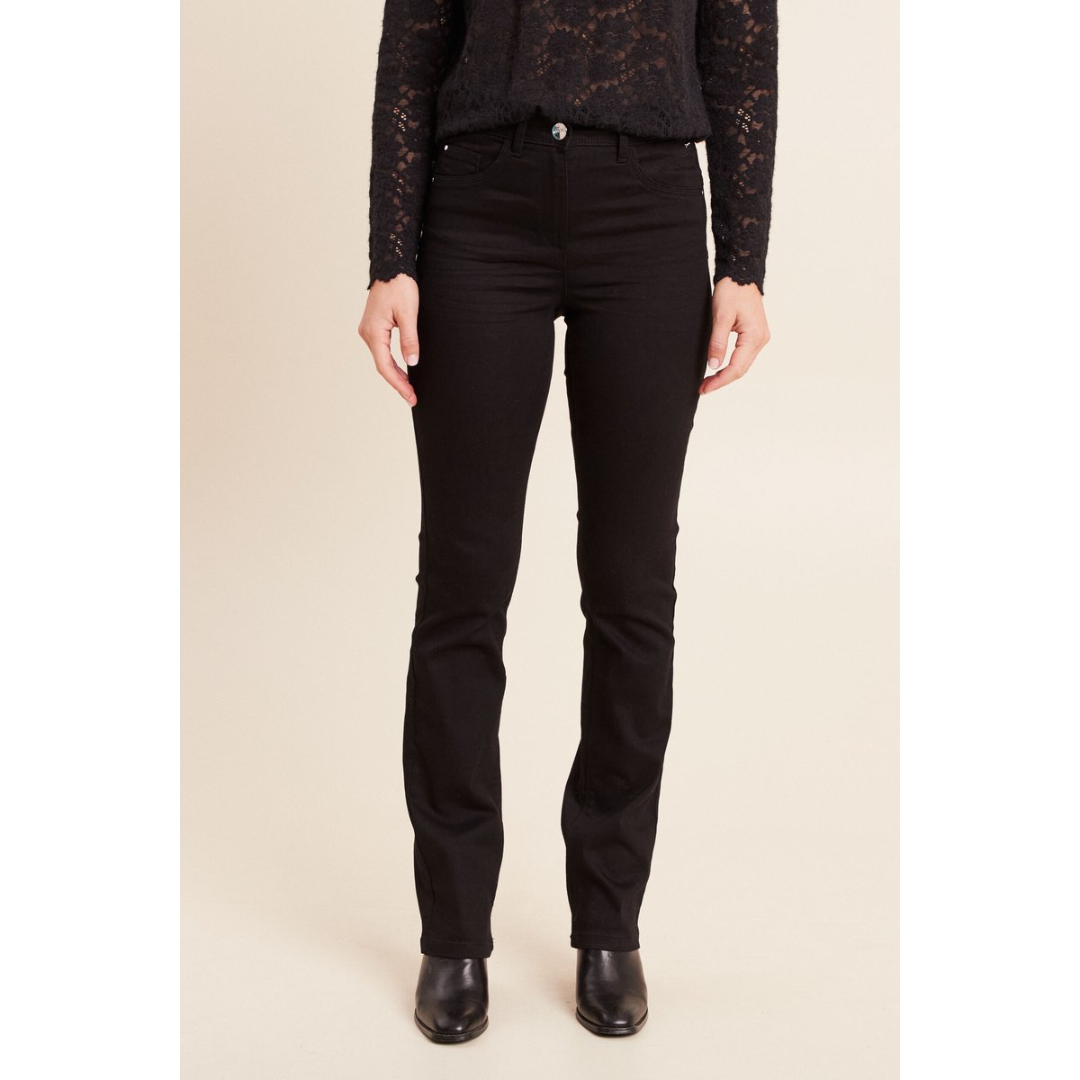 Jean coupe droite taille haute noir, BREAL