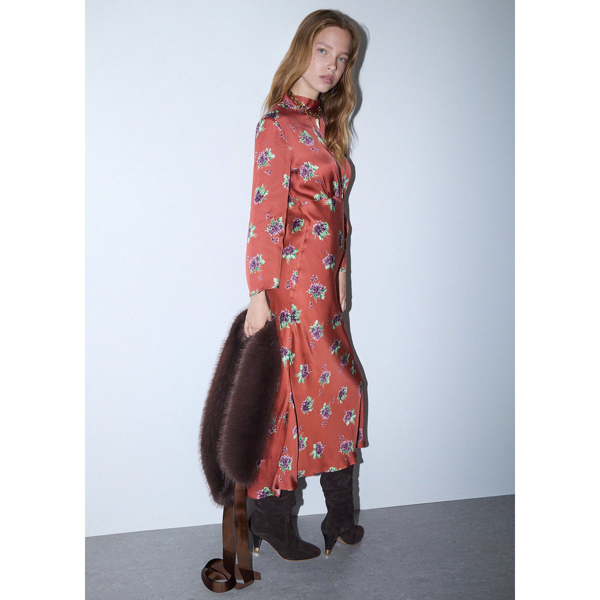 Robe Midi à Fleurs cannelle, LIU JO