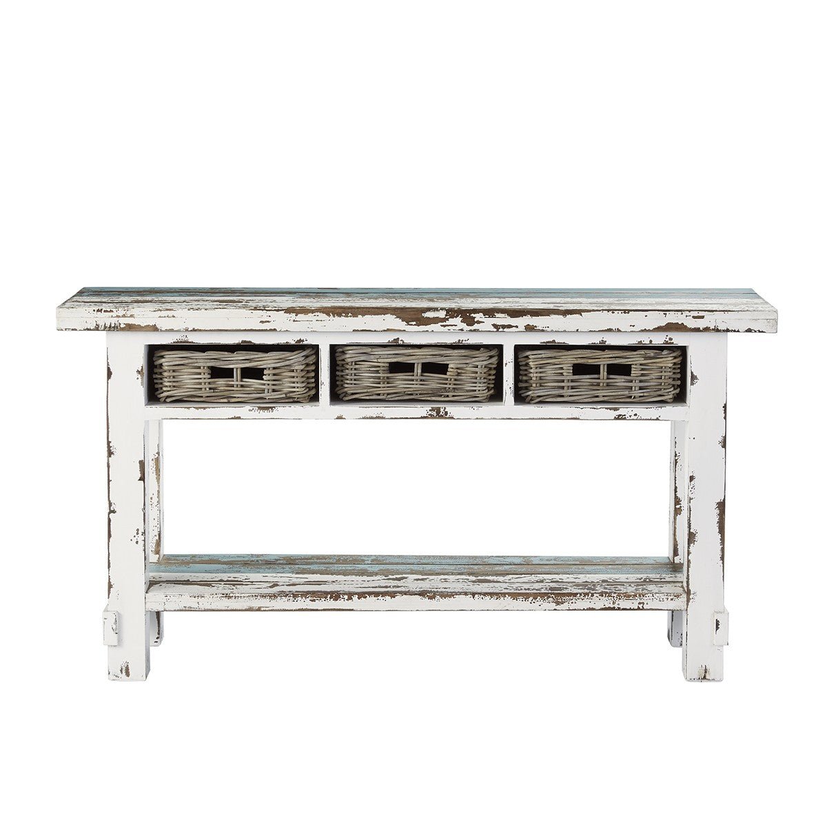 Console en bois recyclé massif 150 cm ATLANTIC blanc, BERAH GETAH