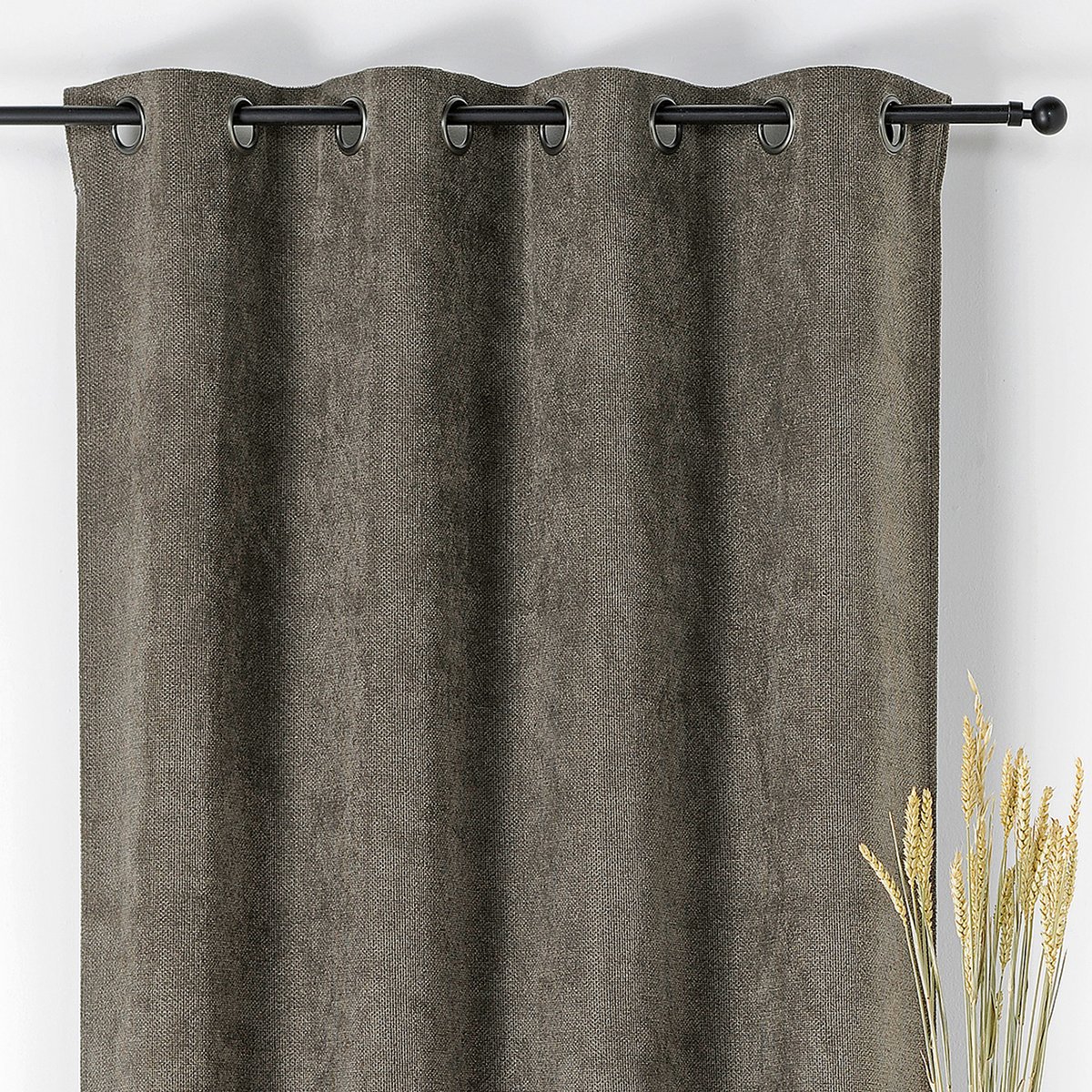 Rideau velours plat à oeillets gris anthracite, LINDER